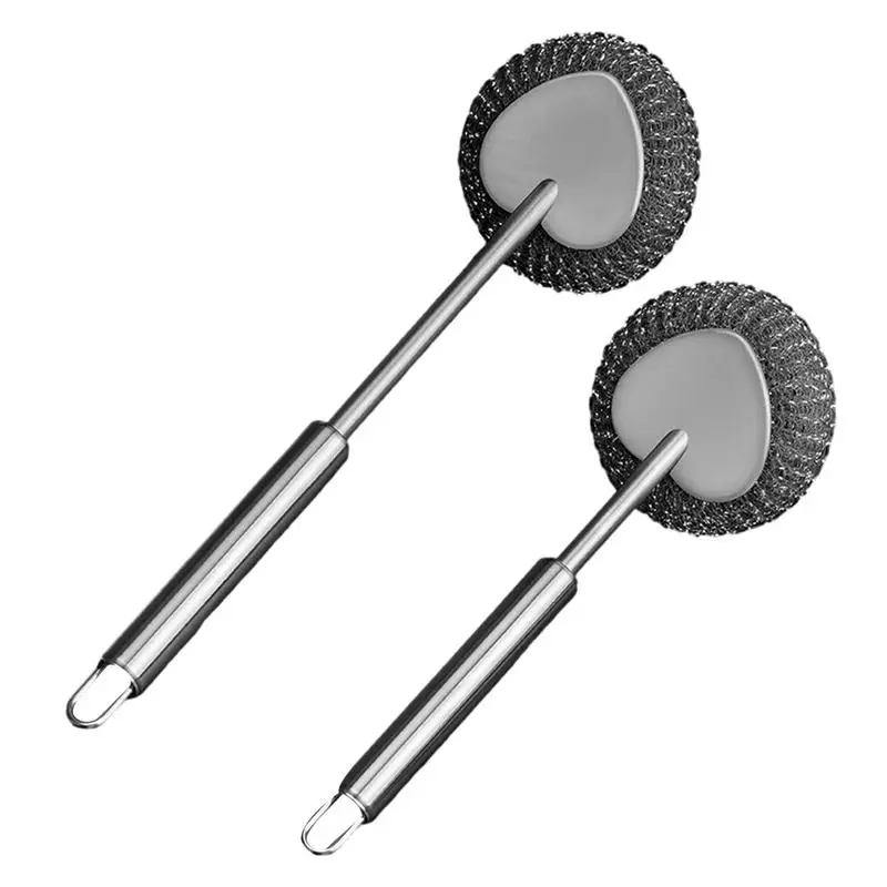 

stainless steel long-handled Stove brush Metal Scrubber Cleaning Brush With Long Handle Reusable Scouring Pad