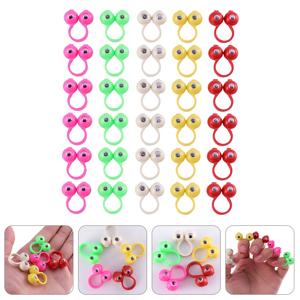 

Eye Finger Puppets Plastic Rings With Wiggle Eyes Practical Jokes Games Kids Toys Party Favors Random Style