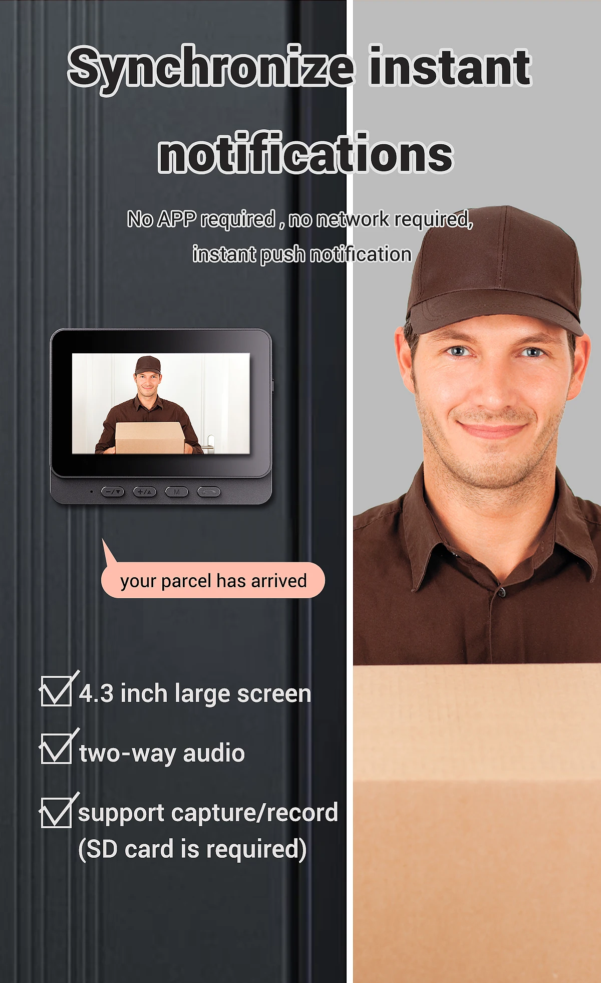 💥 Smart HD WiFi Doorbell Camera – 4.3" Screen, Night Vision & 365-Day Standby for Total Home Security 🔒🏠✨ – Now 50% OFF - BUY 2 FREE SHIPPING 🔥