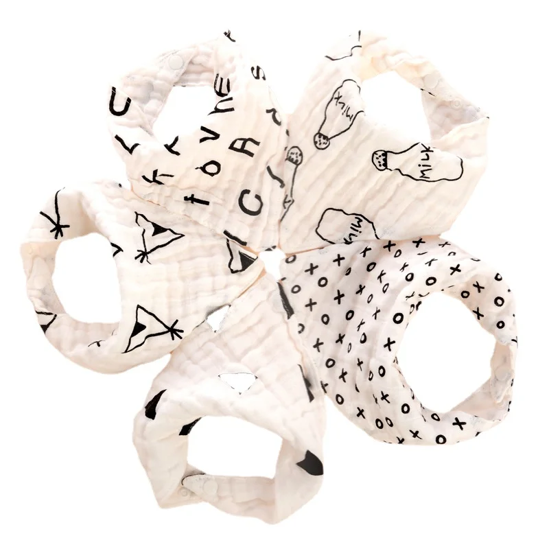 

5 Pieces Baby Bibs Cotton Triangle Double lattice Saliva Towel Baby Boys Girls Feeding Apron Bandana Bibs Newborn Accessories