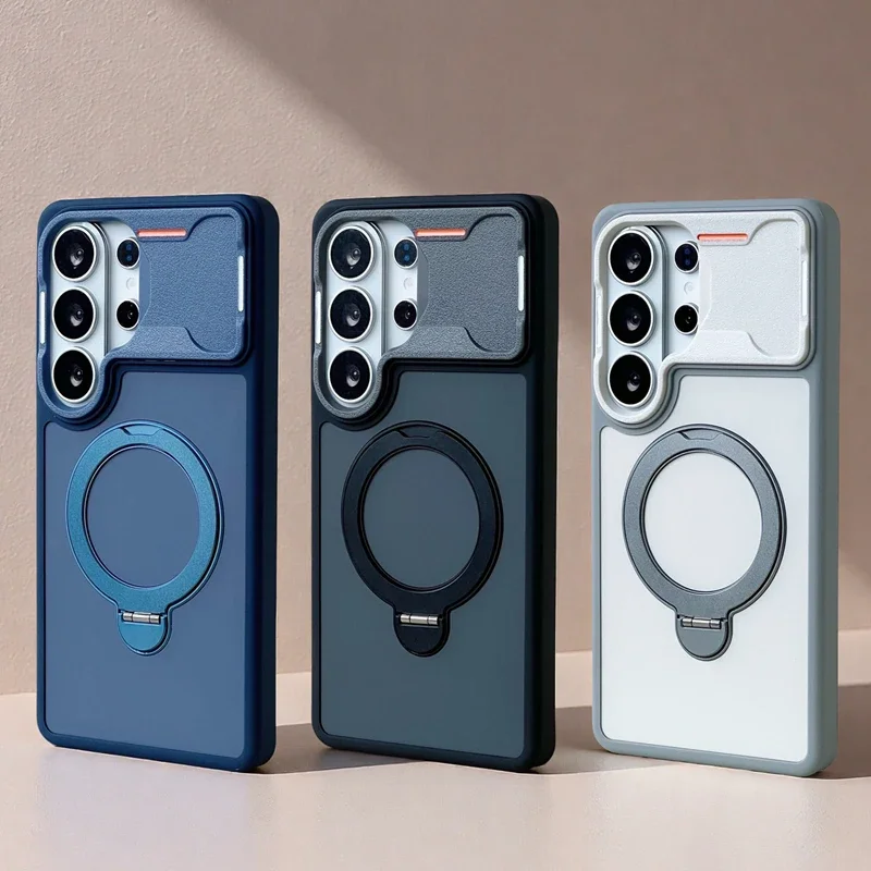 Rotatable Magnetic Bracket Phone Case with Wireless Charging Stand and Shockproof Protection