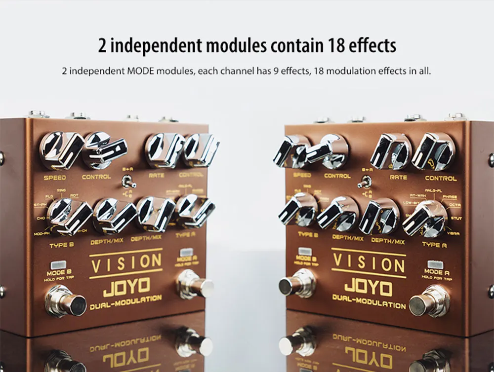 R-09 Modulation Multi Effects Pedal Stereo Input & Output 2 Modules Each 9 Effec