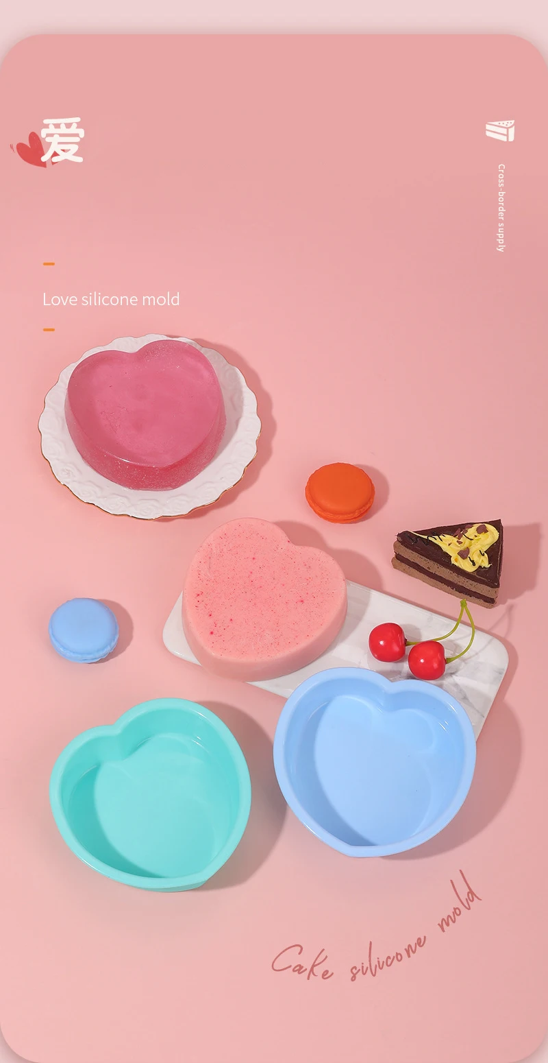 FAIS DU Silikon-Kuchenform, Herz-Kuchen-Schicht-Set, Silikon-Backform für Backwerkzeuge, Regenbogen-Kuchen und Mousse, leicht zu entformen – Detail 2