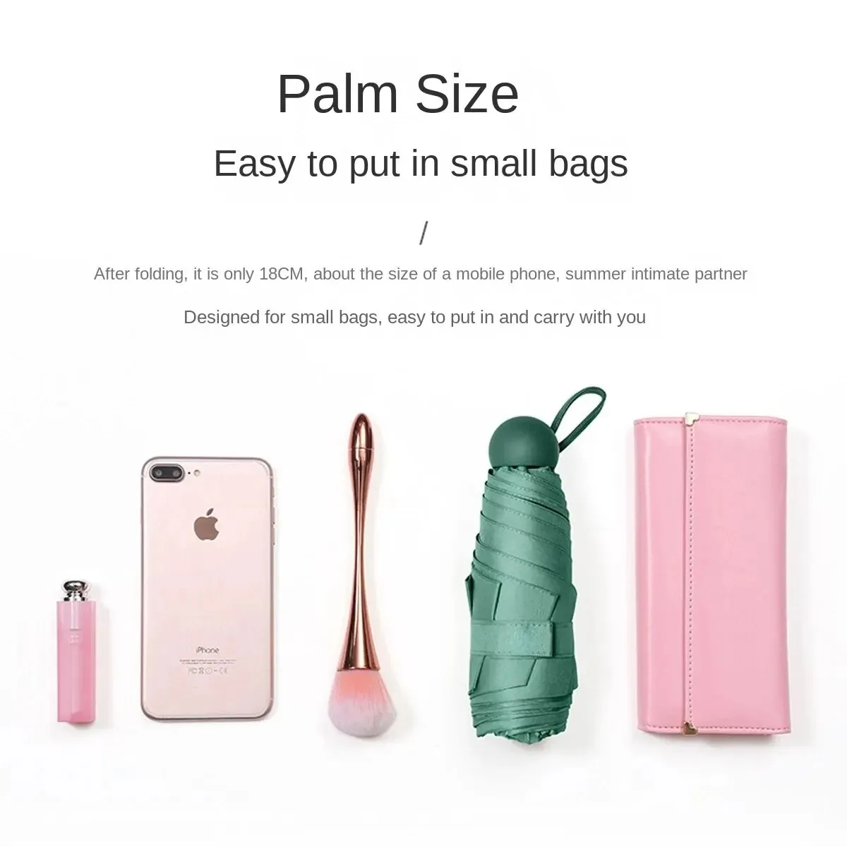 Capsule Umbrella Portable Mini Sunshade Sunscreen Rain Umbrella Black Rubber Alloy Handle Foldable Dual Use