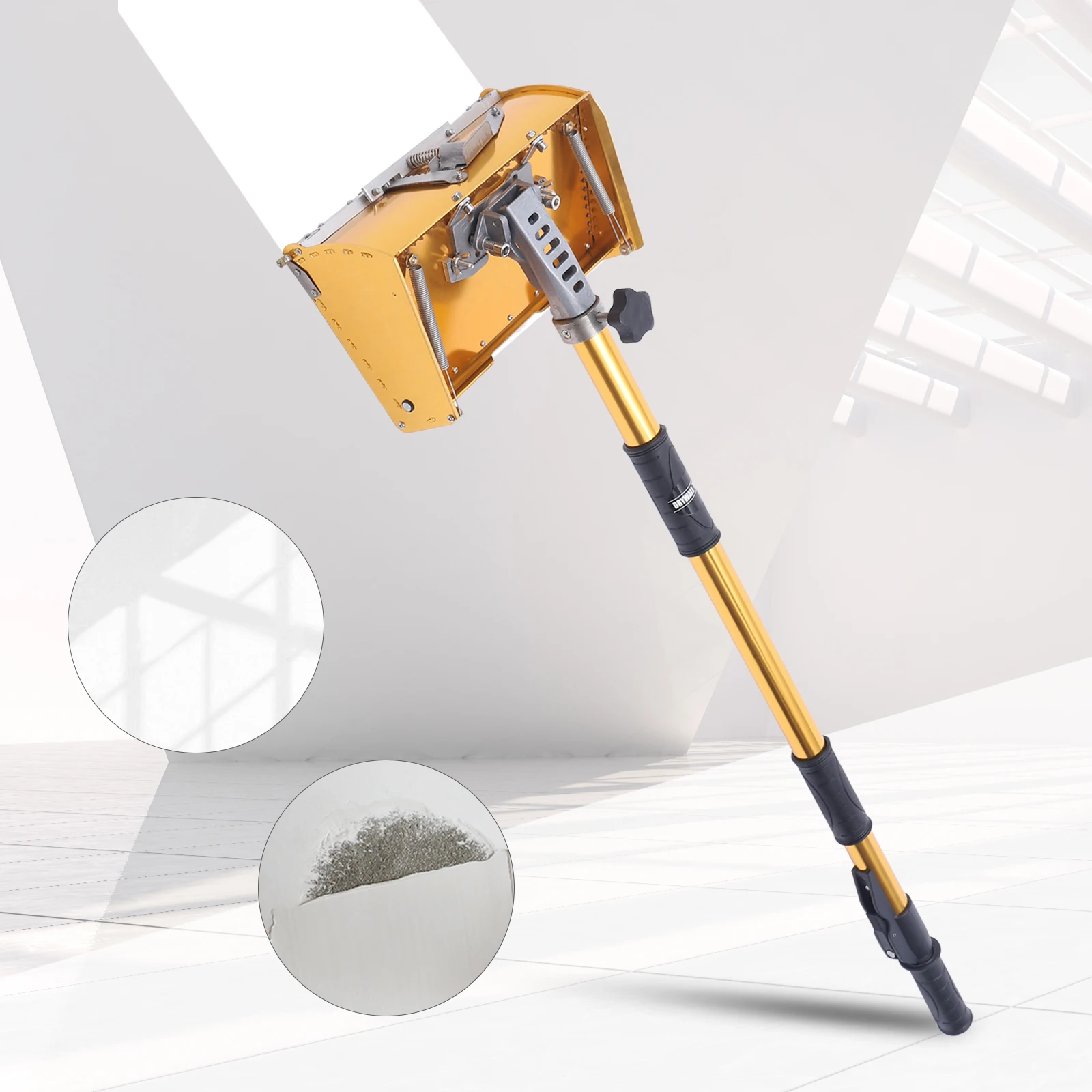10.43" Professional Drywall Flat Finishing Box Tool Aluminum Alloy Drywall Flat Finisher Box with 35.4-59 Inch Adjustable Handle