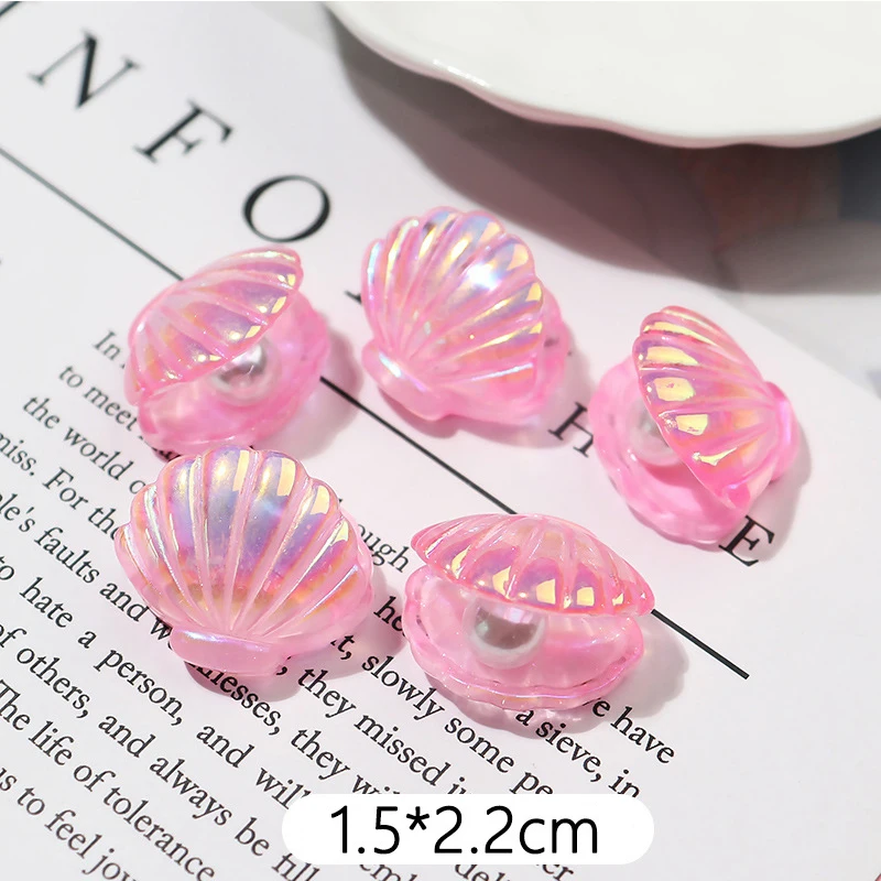 

10pcs Diy Resin Home Decor Kawaii Keychain Décor Imitation Shell Decoration Open Shell Pearl Decor Cute Phone Case Accessories