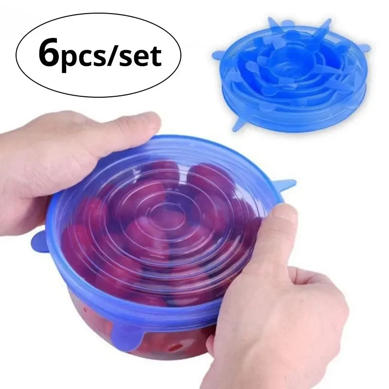 

Kitchenware Adjustable Elastic Silicone Caps Reusable Sealing Cap Food Storage Container Cover Lids Kitchen Organization Home