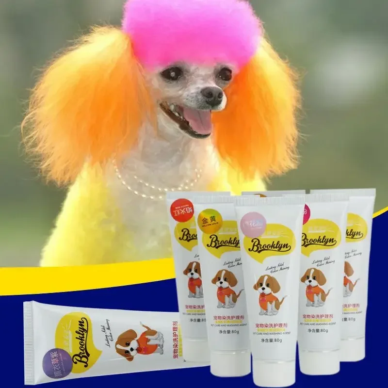 80g Pet Dog Cats Animals Hair Bright Coloring Dyestuffs Dyeing Pigment Agent Supplies Hair Coloring Safe Dog Accessories pet hair dye