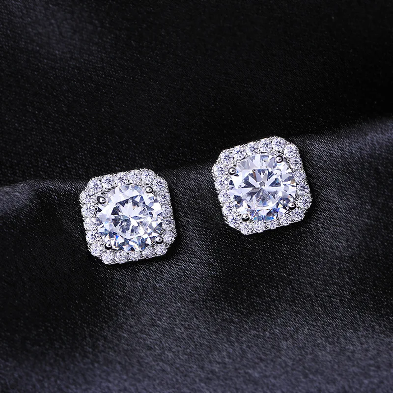 Stud Earrings Ear Clip Earrings Clip Earrings Ear Clip Square Zircon Non Pierced Clip on for Women