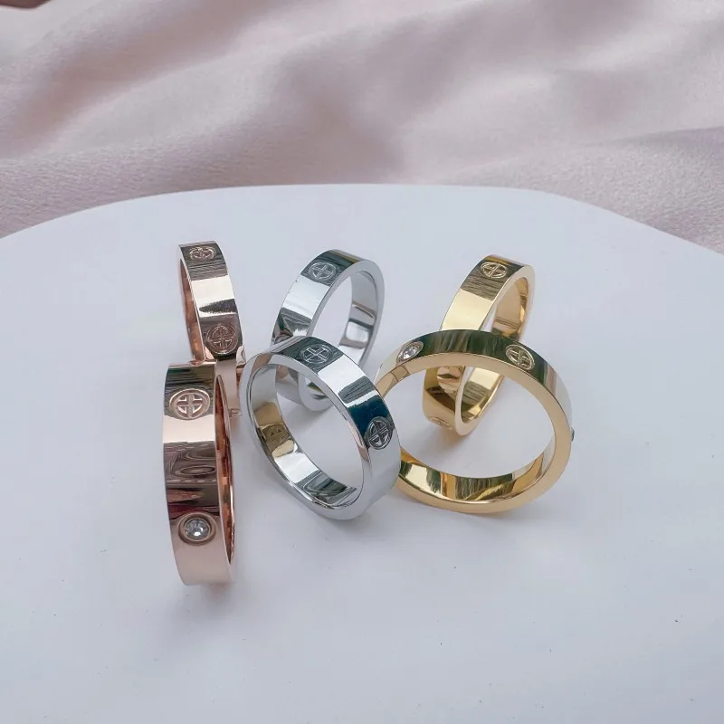 Trend Luxury Brand Cross Stainless Steel Zircon Ring With Stone For Woman Girl For Men Couple Finger Wedding Ring bague femme 2