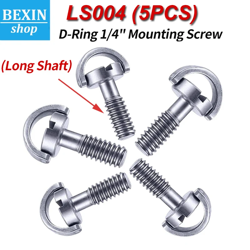 Longer Shaft D-Ring 1/4" Mounting Screw Screws Adapter 1/4" Tripod Quick Release Qr Plate Camera Flathead Slot Stainless-5 Pack camera tripod plate camera screw set