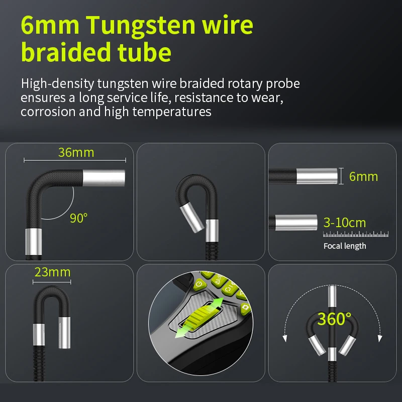 NEW 5-inch screen 360 ° steering 6mm lens endoscope HD camera automotive maintenance engine industrial pipeline detector 3