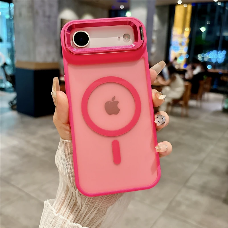 Magnetic Metal Lens Stand Wireless Phone Case - Shockproof Cover