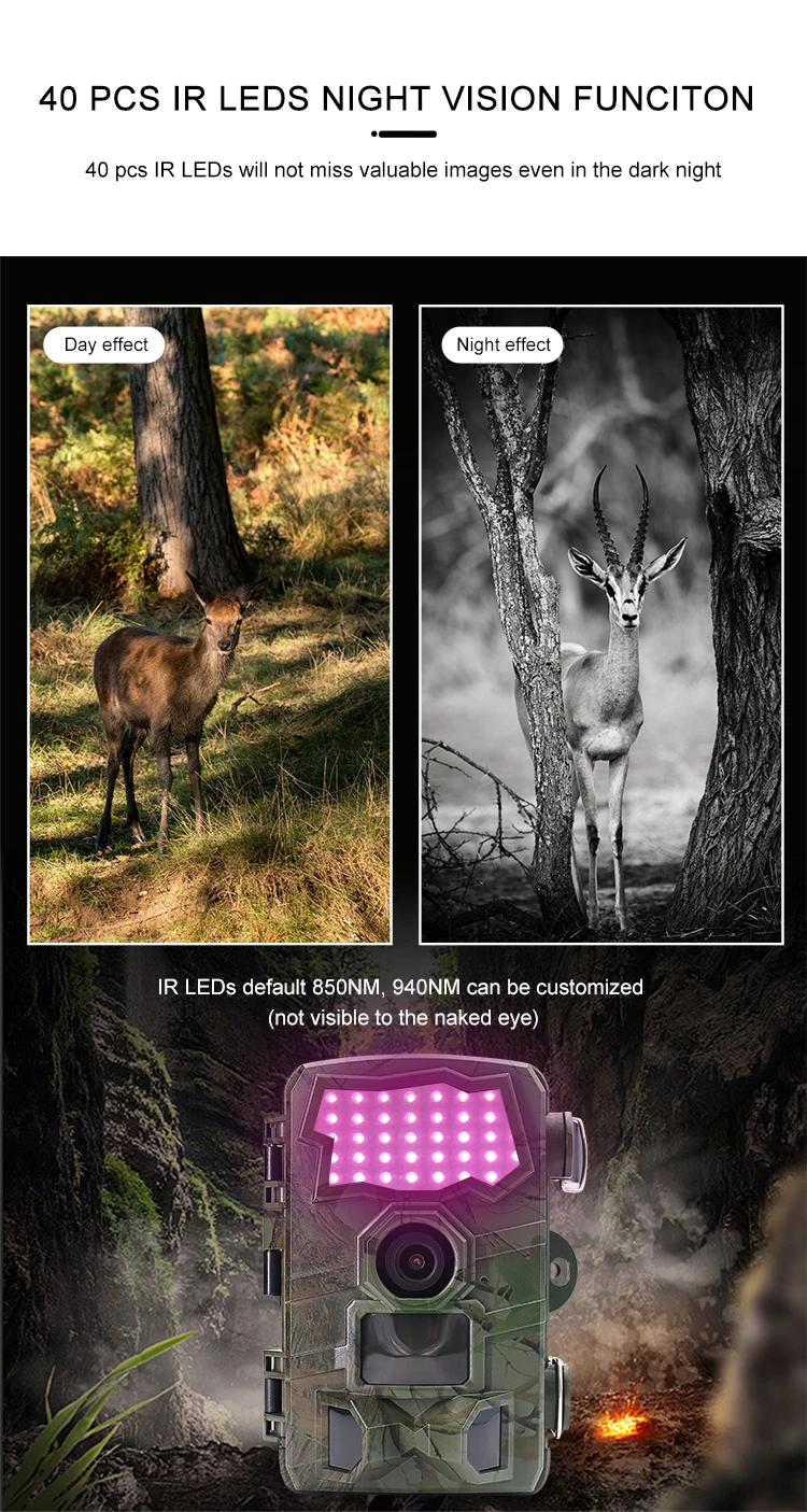 Outdoor WiFi Trail Camera Bluetooth 4K 32MP Game Camera 850NM Night Vision Motio
