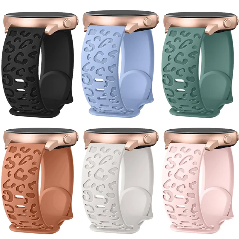 

20mm Engraved Strap For Samsung Galaxy Watch 6/4/classic/5/pro/3/Active 2 Leopard silicone Bracelet Huawei gt 2e 22mm 18mm band