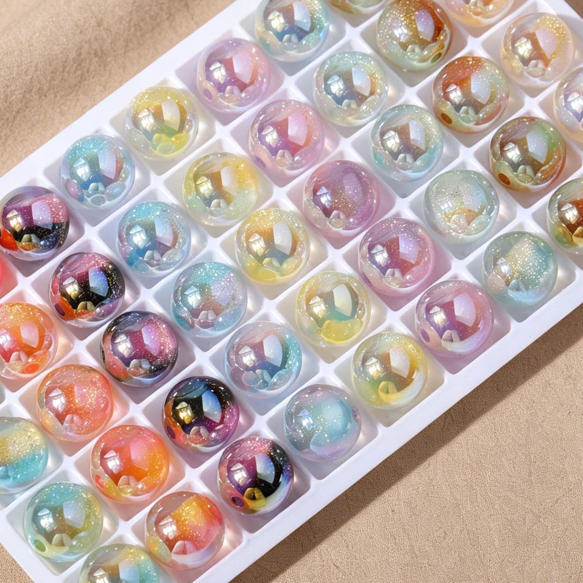 Multicolor Sugar Core Round Resin Beads for Jewelry Making - 12mm
