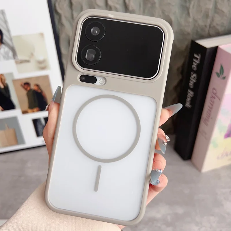 Enhanced Magnetic Shockproof Translucent Armor Case - Matte Finish, Wireless Charging Supported