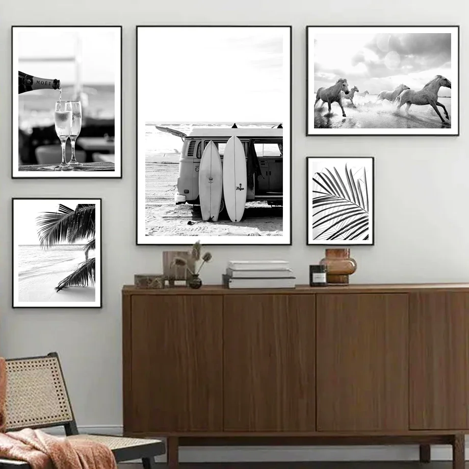 Photo Frame A4 13x18cm 6x8 Black with Nordic Poster Canvas Painting