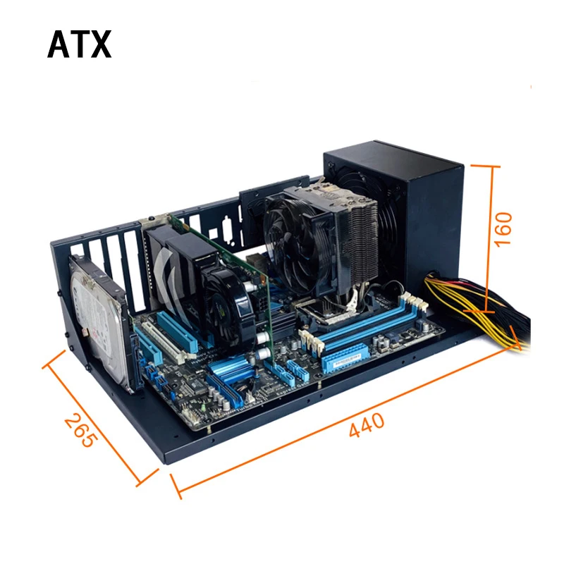 Open computer chassis dual-way server E-ATX/ATX motherboard bracket test rack Open cooling rack