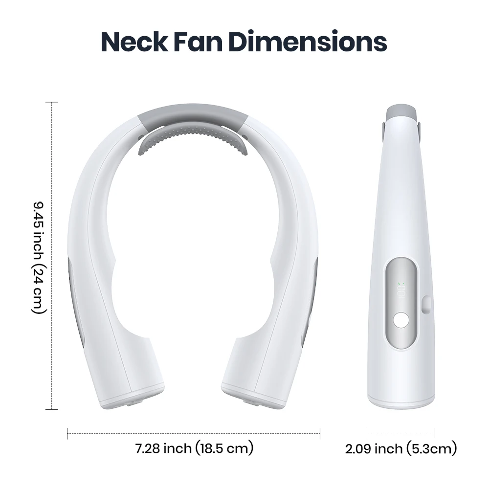 10000mAh Portable Neck Fan 4-Speed Rechargeable Personal Fan 360°Cooling 24H Run