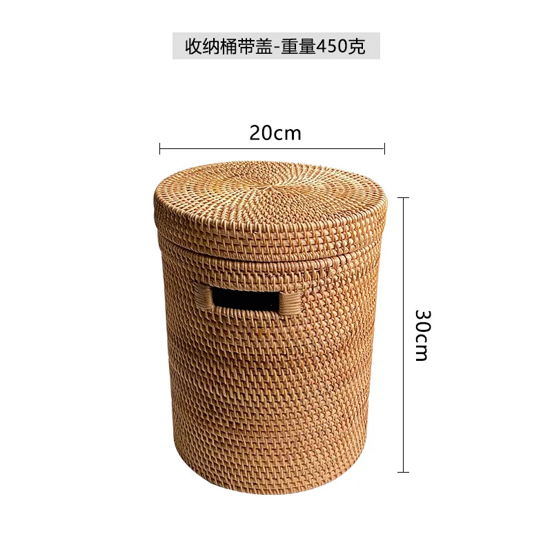 Scatole rotonde in Rattan con coperchio cestino portaoggetti multiuso in  vimini intrecciato a mano Candy Food Bread Table - AliExpress