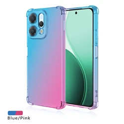 Shockproof Gradient TPU Clear Protective Phone Case Cover for OPPO Reno14 F 5G (Blue Pink)