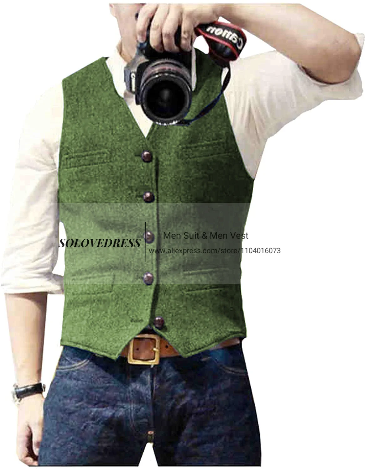 V Neck Men's Suits Vest Casual Classic Formal Business Herringbone Tweed Slim Fit Waistcoat For Wedding Groomsmen