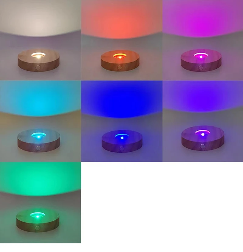 Touch Color Lights Led Lamp Base 8cm 10cm Round Wooden Display Holder with Led Lights for Crystal Glass Resin Balls led lights lamp holder lamp bulb holder lamp base led lamp base