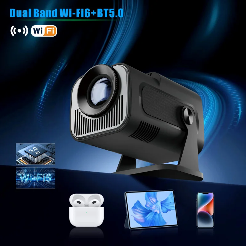 Portable 720P Android 11 4K Projector with Wifi6 and BT5.0