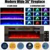 Fireplace TV Stand with Fireplace, Modern High Gloss Fireplace Entertainment Center LED Lights, 2 Tier TV Console Cabinet 2