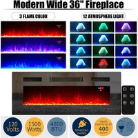 Fireplace TV Stand with Fireplace, Modern High Gloss Fireplace Entertainment Center LED Lights, 2 Tier TV Console Cabinet 2