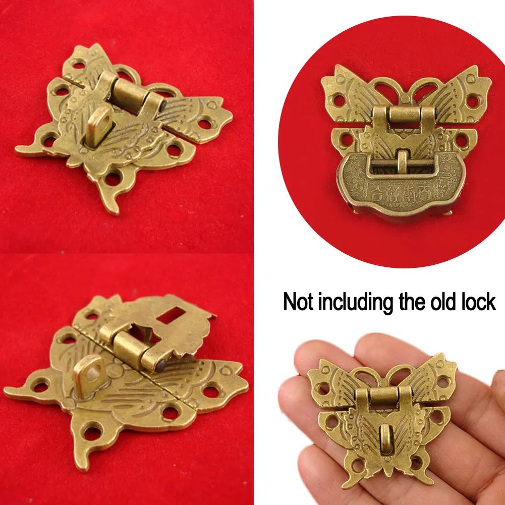 Description Picture 4 of itemRetro Alloy Butterfly Latch Catch Wooden Jewelry Box Case Hasp Lock w/ 6 Screws