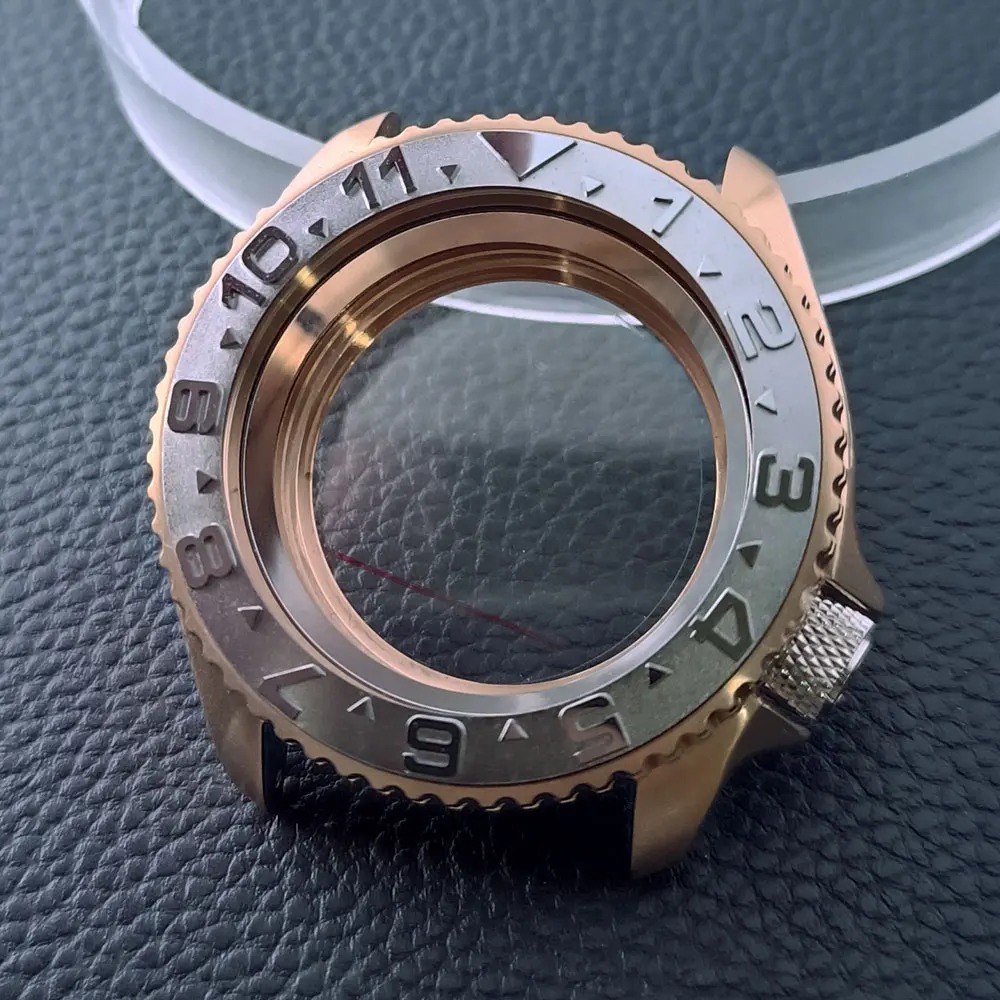 42mm Gold/Rose Gold Steel Watch Case with Sapphire Glass and 22mm Strap