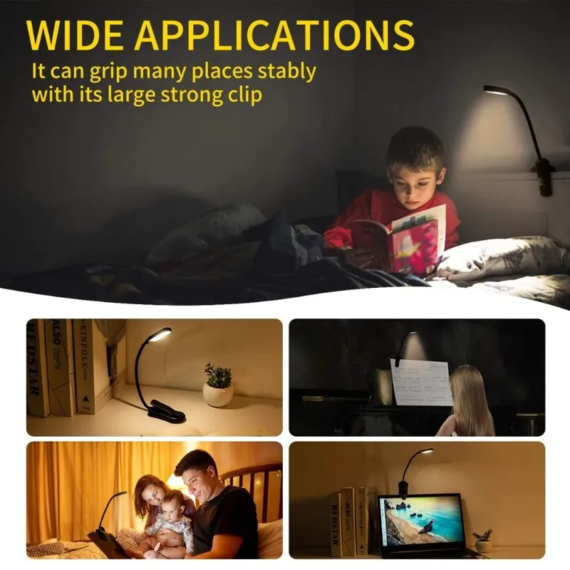 Adjustable USB Clip-On Reading Light with Eye Care LED Technology