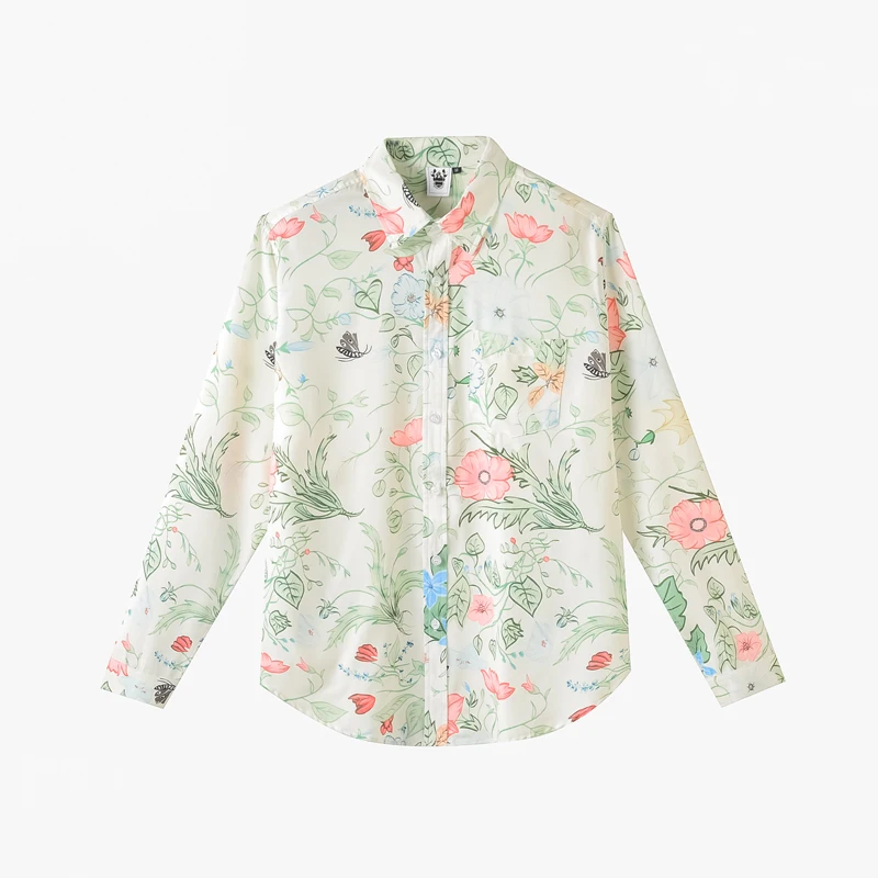 

European and American men's wear summer 2022 new Long-sleeve lapel single breasted butterfly print Fashion shirt