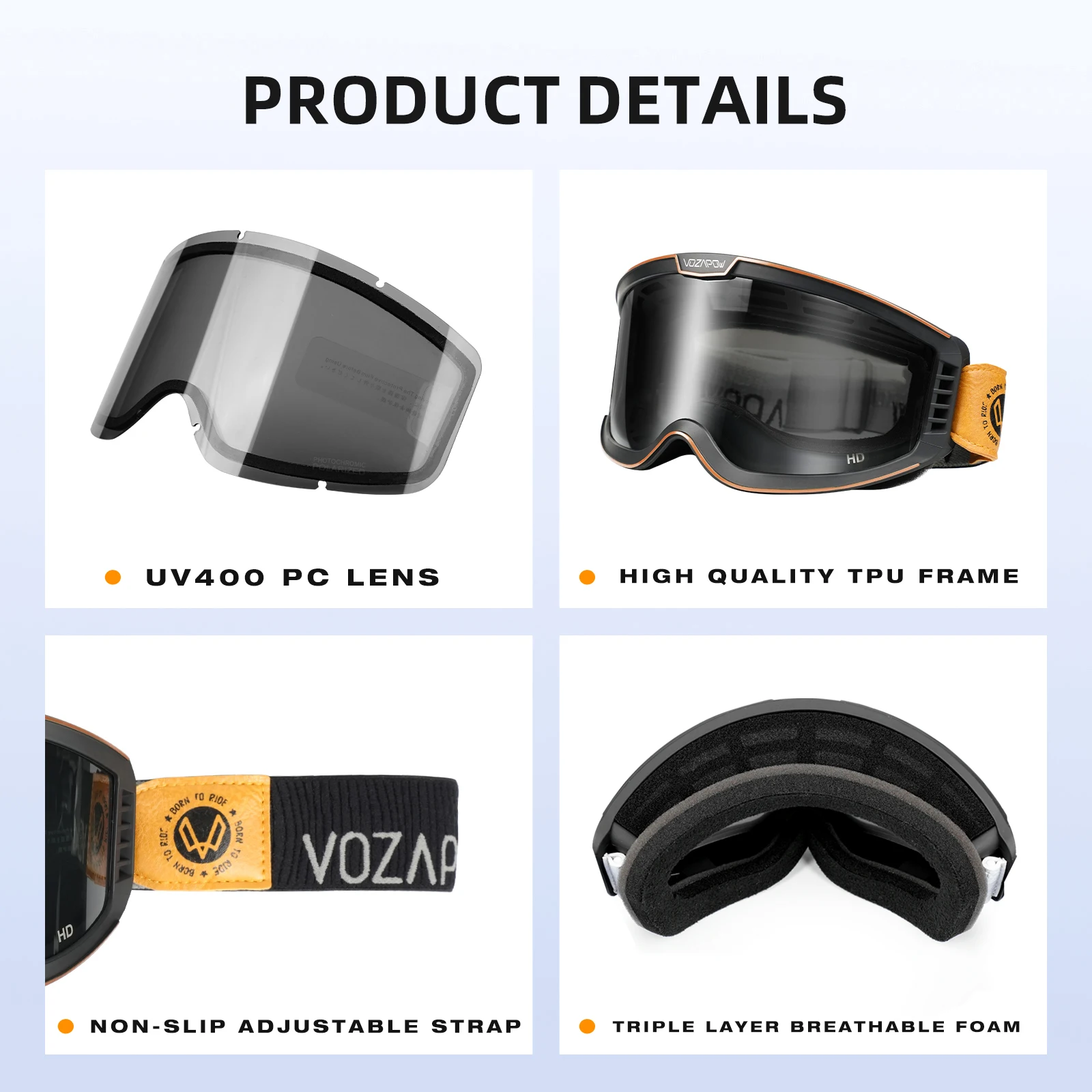 3 IN 1 Motorcycle Goggles Retro Cycling Sunglasses Anti-Fog Windproof Polarized Motocross Riding