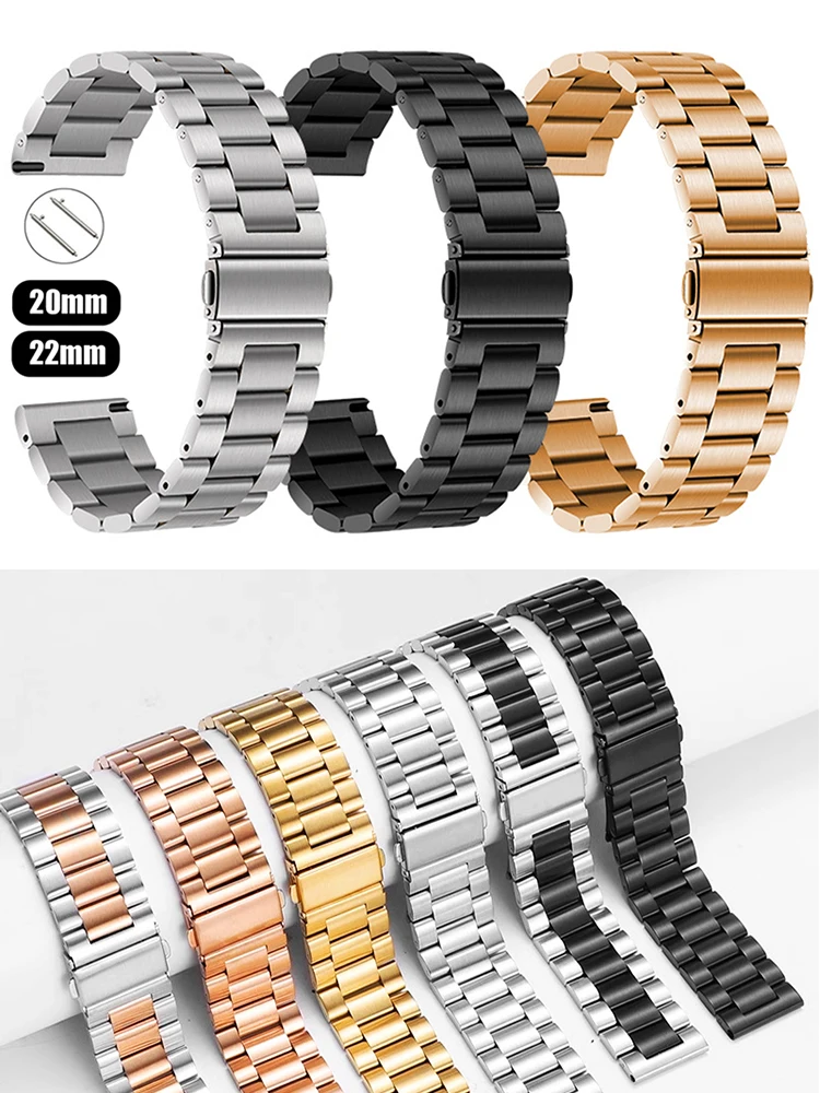 

20mm 22mm Stainless Steel band For Samsung Galaxy watch 6/5 pro/4/Classic metal link bracelet amazfit GTS-GTR-4-3-2e-mini strap