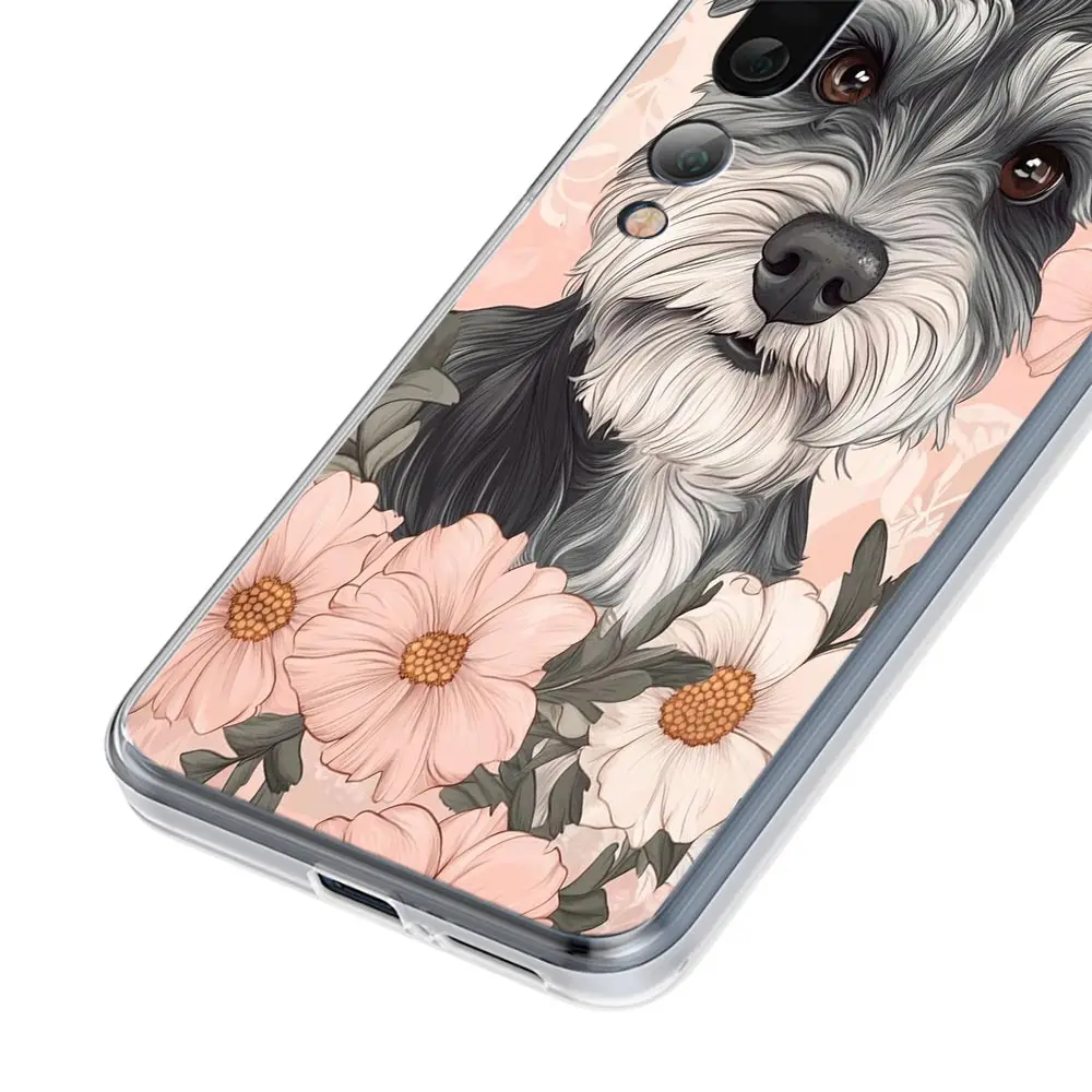 Clear Cartoon Schnauzer Dog Phone Case - Soft Protective Cover