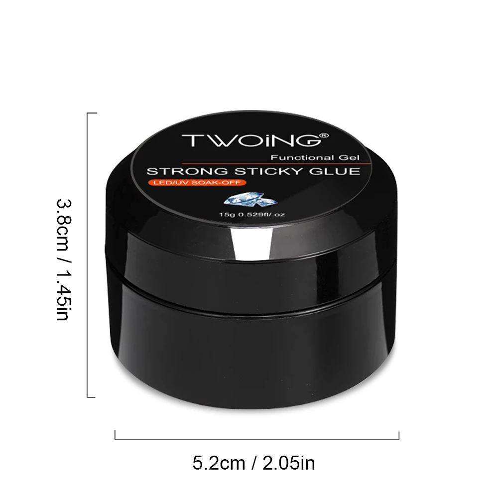 TWOING 15g Strong Nail Glue No-Wipe Gel For Rhinestone and Resin Gem Jewelry Adhesive Gel Acrylic False Nail Tips Glue