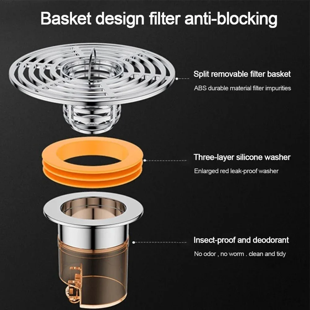 1pc Bath Shower Floor Strainer Cover Plug Trap Drain Valve Toilet Deodorant No Smell Bathroom Toilet Sewer Strainer Floor Drain bathroom accessories shower drain plug sink drain strainer
