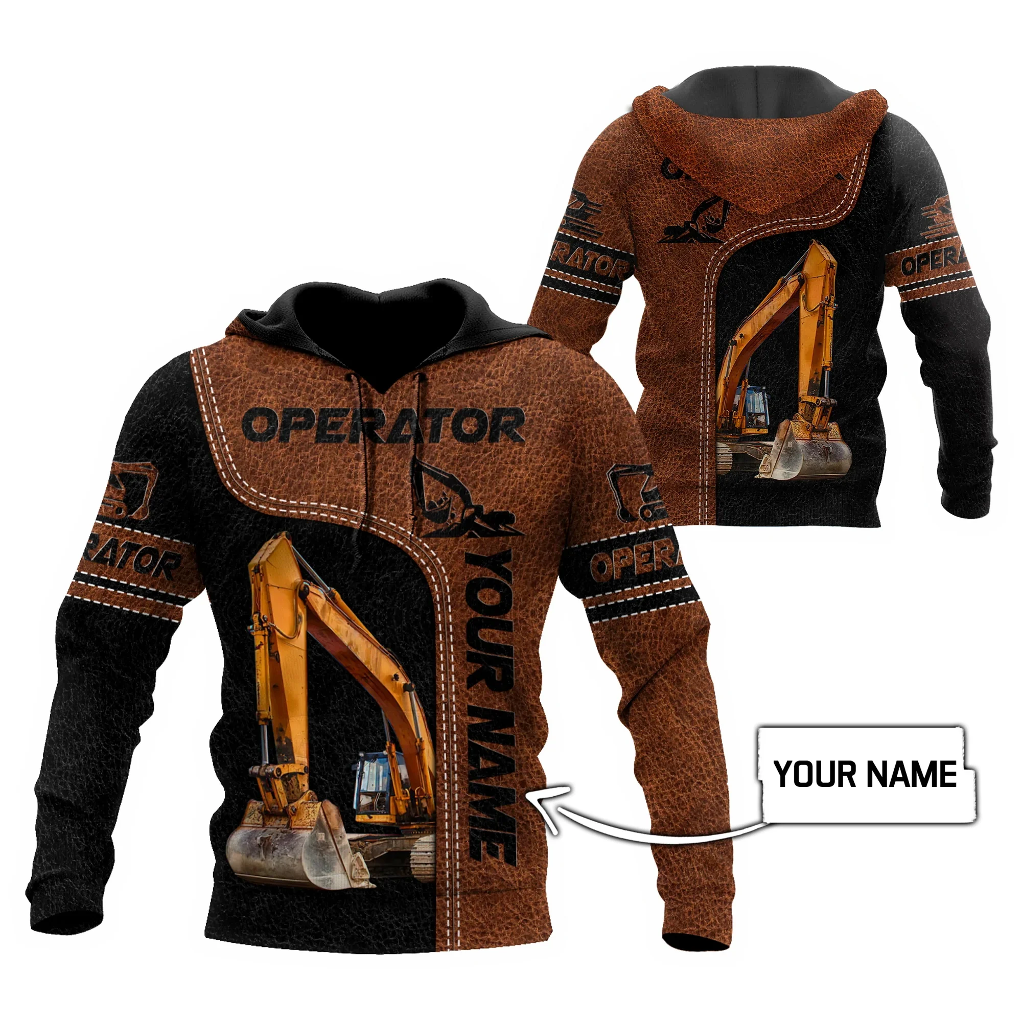 Personalized Name Excavator Operator 3D Printed Men Hoodie Unisex Hooded sweatshirt Streetwear Casual zipper hoodies DK507