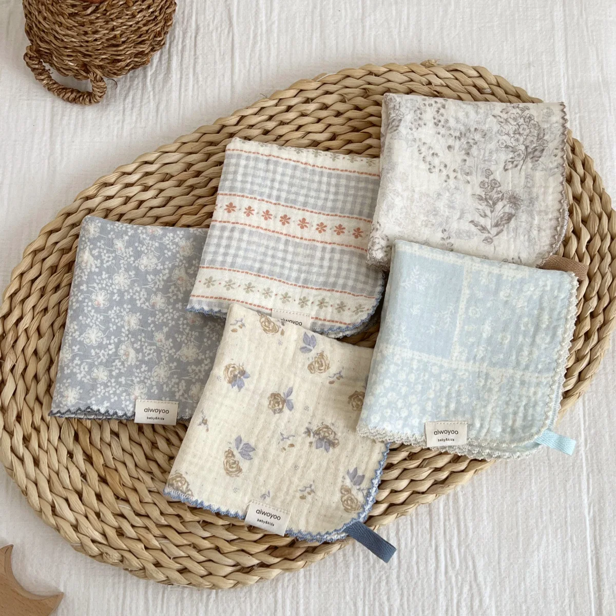 Asciugamano per il viso coreano per pulire il viso Asciugamani per saliva quadrati floreali in morbido cotone Fazzoletto per neonati per bambini Panno per il viso per neonati - immagine 4