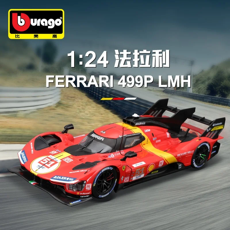Original Bburago 1:18 1:24 1:43 Ferrari 499p Lmh #51 #50 Ferrari Model 2023 24h Le Mans Champion Ferrari Model Baking Paint Gift 3