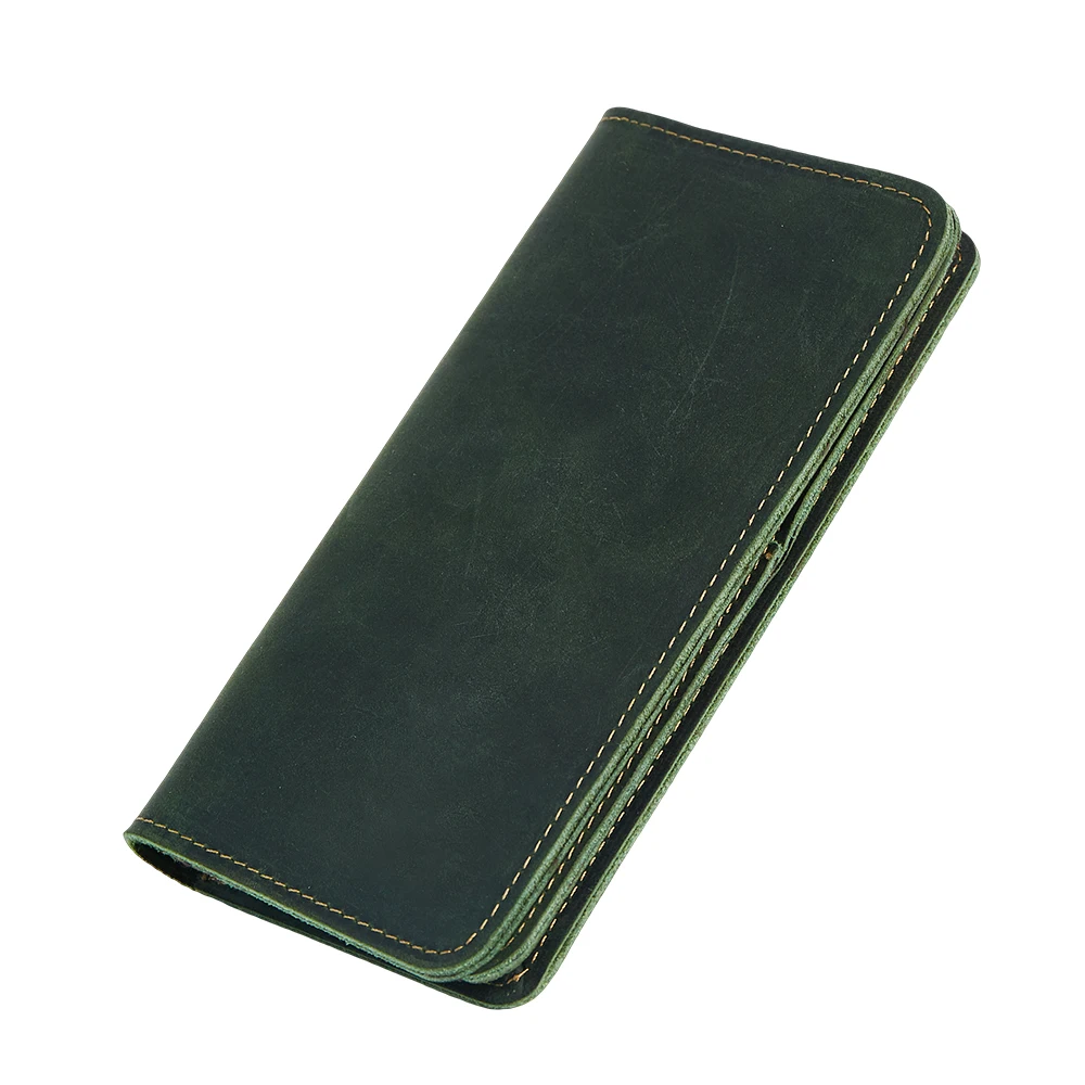 Crazy Horse Men Wallet Retro Fashion Large Capacity Long Wallet Fashion Casual Handbag Genuine Leather Wallet For Men