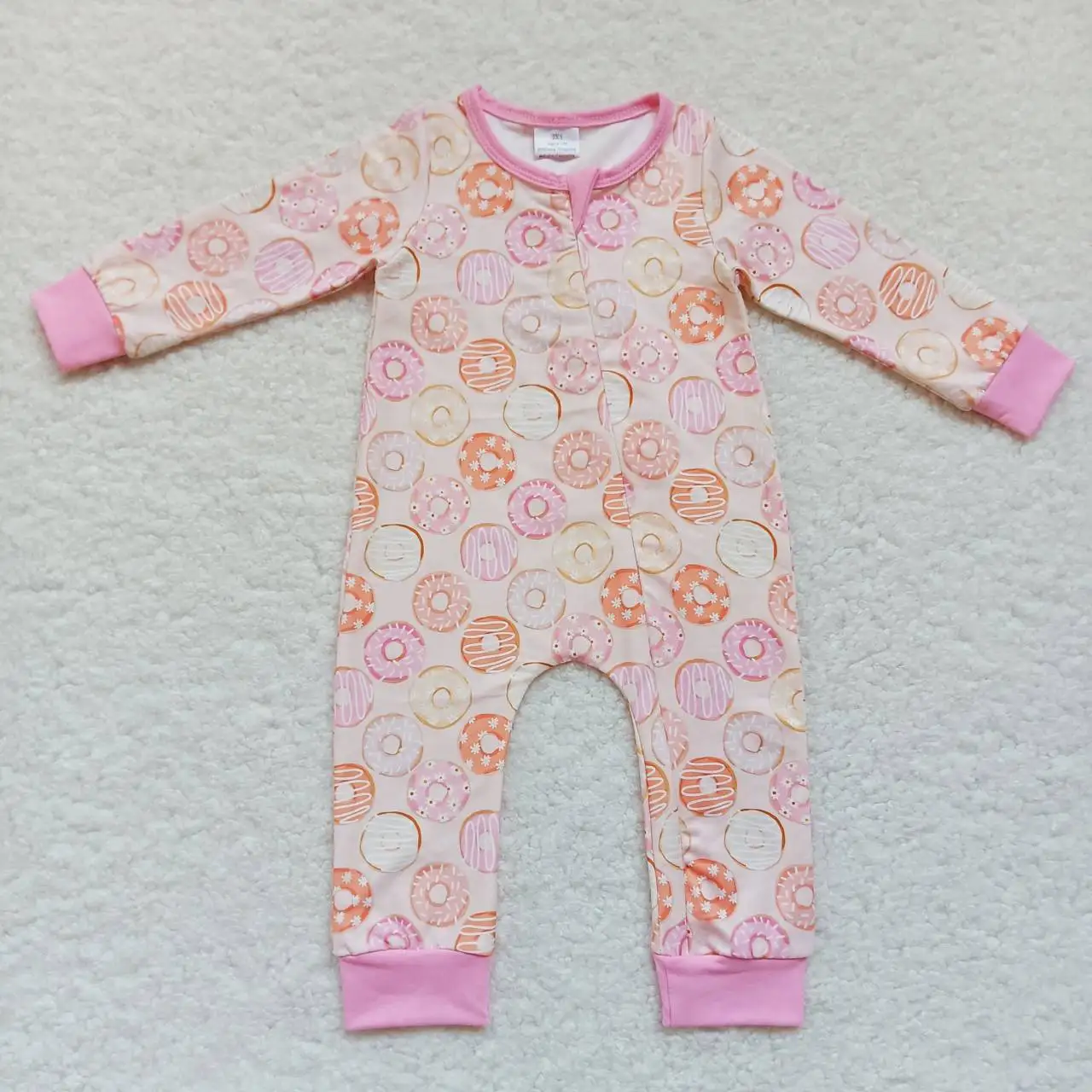 

2023 Fashion S​weet Style Toddler Donuts Onesie Infants Girl Pink Bodysuits Boutique Newborn Rompers