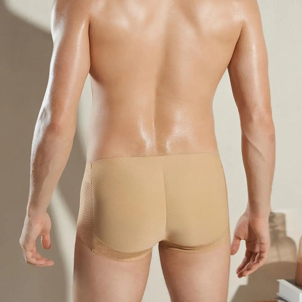 

Men Boxers Briefs Breathable Hollow Out Men's Boxers High Elasticity Thick Fake Butt Lift See-through Design Slim Fit Underwear