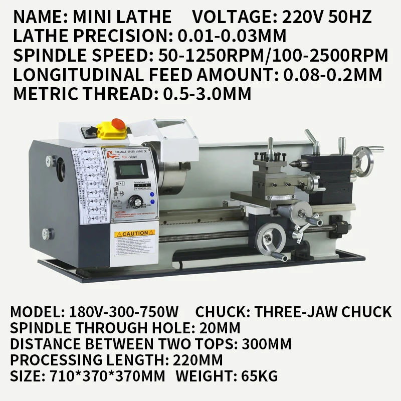 

Mini Metal Lathe Machine 8"x14" (210*350 mm) 750W Variable Speed for DIY Metal Working Turning Drilling Threading Milling