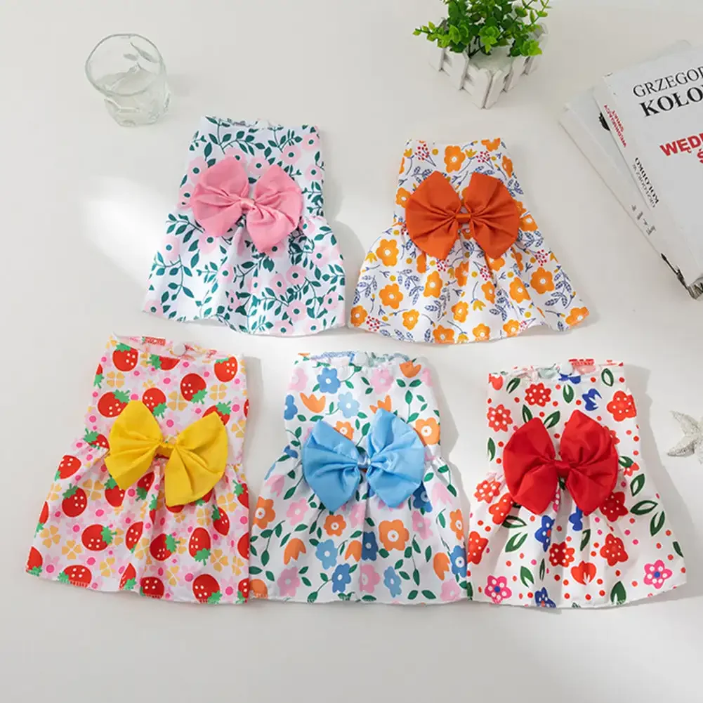 Small Dog Flower Princess Dress Kitty Teddy Pet Costume Clothes Pet Supplies Dog Skirt Summer Thin Clothing Accessories