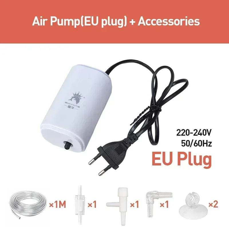 ตัวเลือกสินค้า 3W Silent Aquarium Air PUMP Ultra Silent Fish TANK Air Compressor 220 V-240 V 110V ปั๊มฟองสําหรับ Aquarium ออกซิเจน