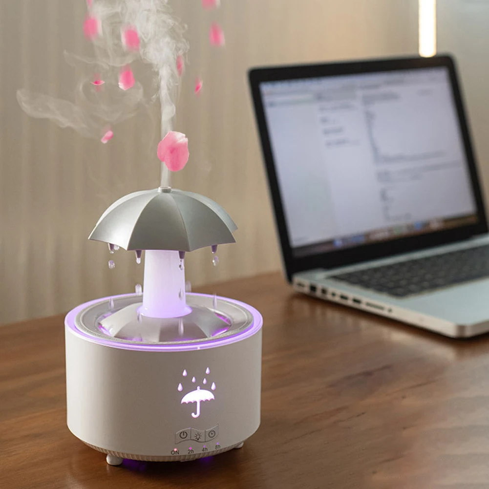 Cloud Rain Humidifier Raindrop Aromatherapy Essential Oil Diffuser Night Light Fountain Water Drop Sound 7 Colors LED Diffuser 4